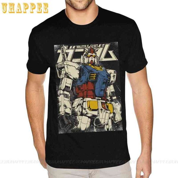 Gundam grande e alto o primeiro camisetas Moda simples masculina mangas curtas homem camiseta verão 2020 1980s vestuário g1222