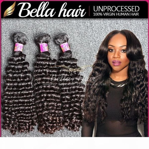 

8~30inch peruvian human hair weave natural color deep wave wavy 2 bundles hair weft ing, Black