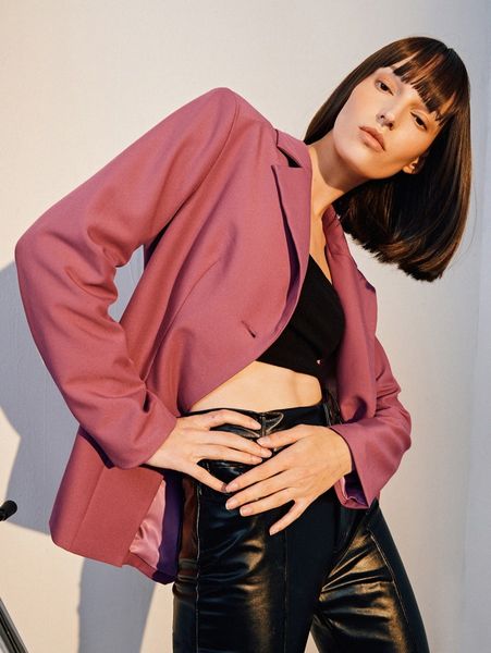 

single button solid blazer f34f#, White;black