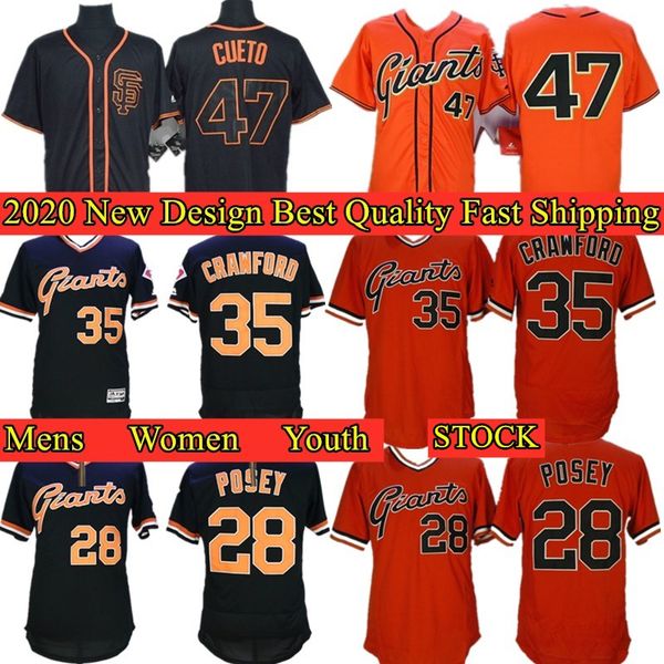 

men women youth 28 buster posey 35 brandon crawford 47 johnny cueto baseball jersey, Blue;black