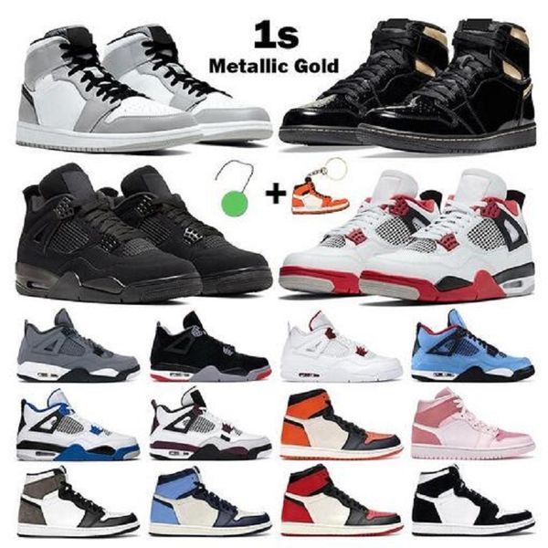 

basketball shoes 1s high og men women jumpman 1 mid light smoke grey black metallic gold obsidian 4s fire red cat mens sneakers, White;red