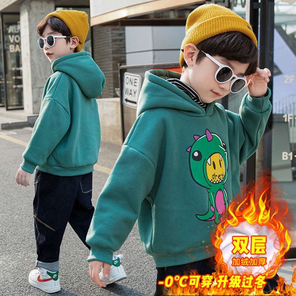 

winter children's wear, boys' sweater, plush loose and thickening, Black