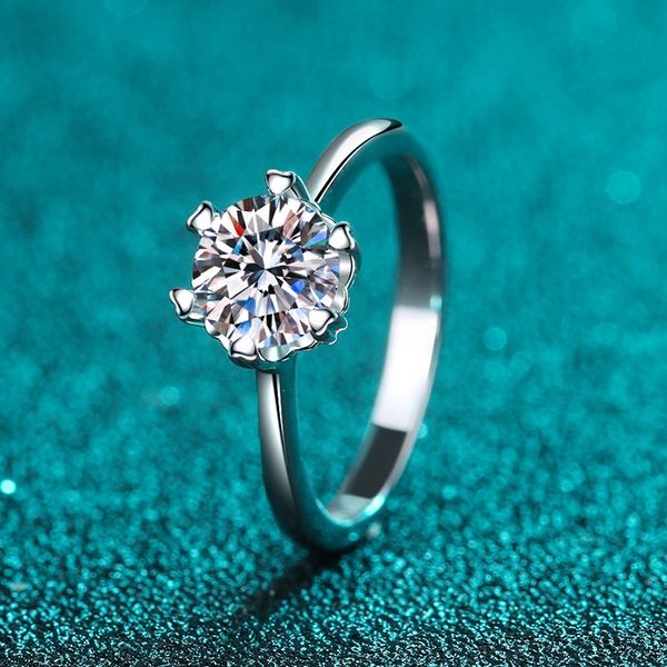 

six claws moissanite diamond wedding rings for women heart s925 sterling silver 0.5-2ct fine jewelry drop shipping, Slivery;golden