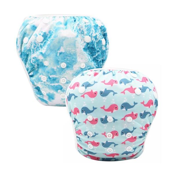 

2pcs baby infant swim nappies reusable swimwear cute baby boy girl swimsuit bathing suit adjustable swim diapers