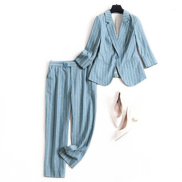 

europe europe suit pants women's autumn 2020 striped coat pencil pants two piece set 525231, White