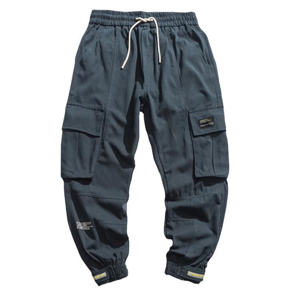 

men's pants lacible hip hop harem man multi-pocket casual overalls sweatpants harajuku oversized loose joggers men trousers, Black