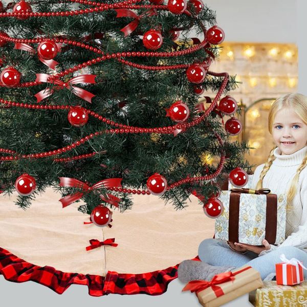 

122cm festival tree skirt holiday tree apron christmas party carpet base floor door mat christmas decorations for home