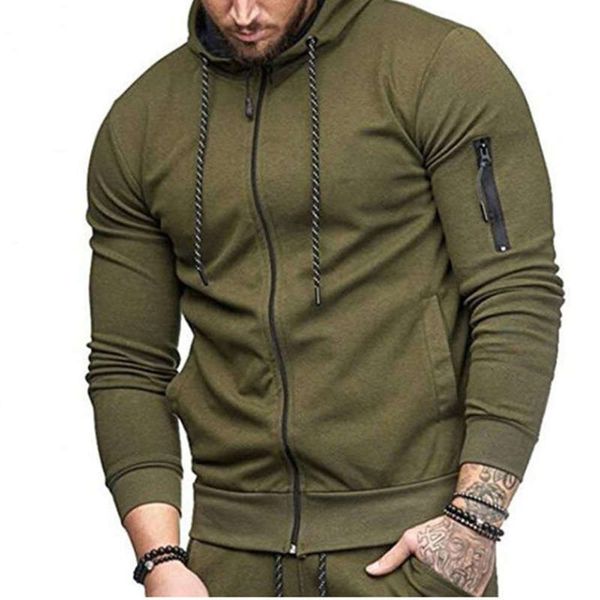 

slim fit sports cardigan sweater men's arm zipper fashion casual coat for men, Gray
