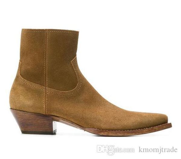 

man франция париж мода lukas 40 ботильоны nut brown телячьей замши slp western вдохновленный скрынный side zip boots обувь, Black