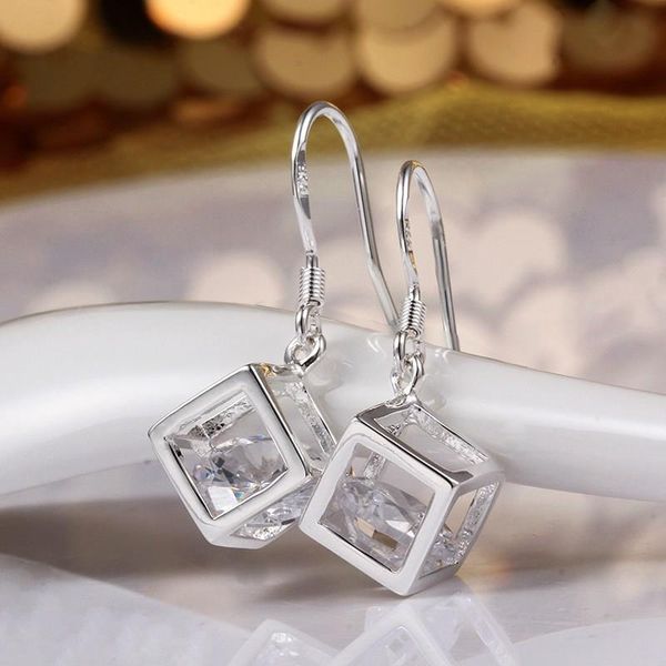 

wedding gift silver color earrings for women lady square elegant hining zircon crystal earrings jewelry e583 h sqcqcr, Golden