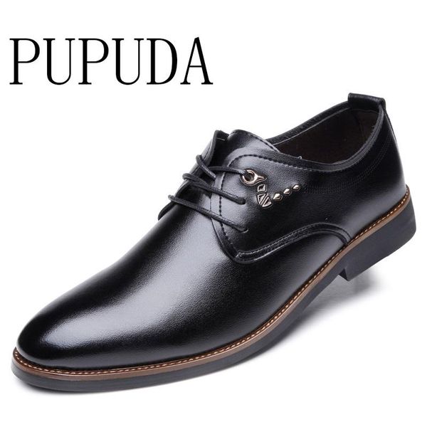 

pupuda black formal leather shoes men classic lace up casual men shoes leather new comfortable mens dress bussiness