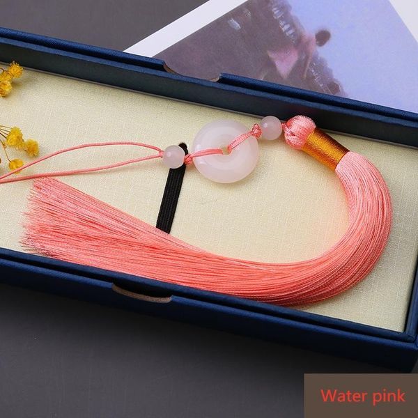 

5pcs new white jade peace buckle tassel diy keychain caps straps jewelry making charms curtain pendant accessories craft tassel h sqcbjn