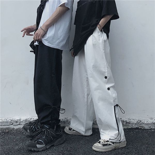 

casual pants men's fashion solid color hip hop straight pants men streetwear wild loose joggers sweatpants mens track pants, Black