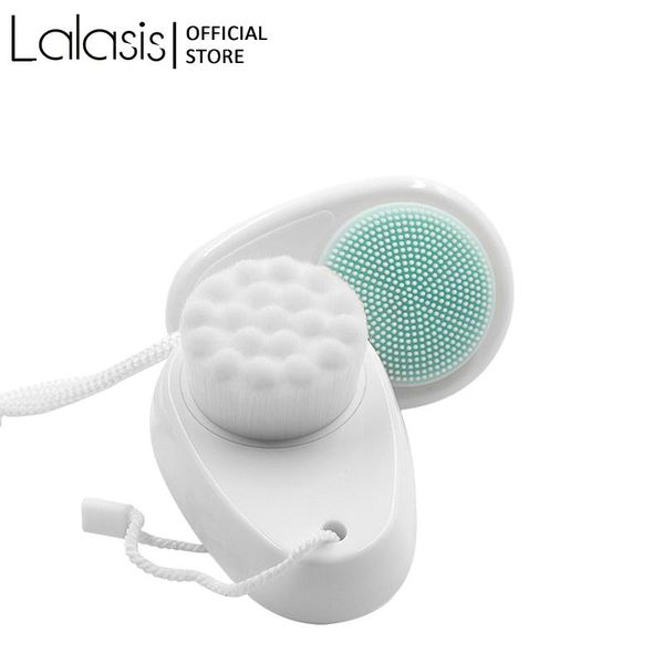

lalasis face brush small hangable portable double side silicone facial cleanser wash brush face cleaning facial washing product