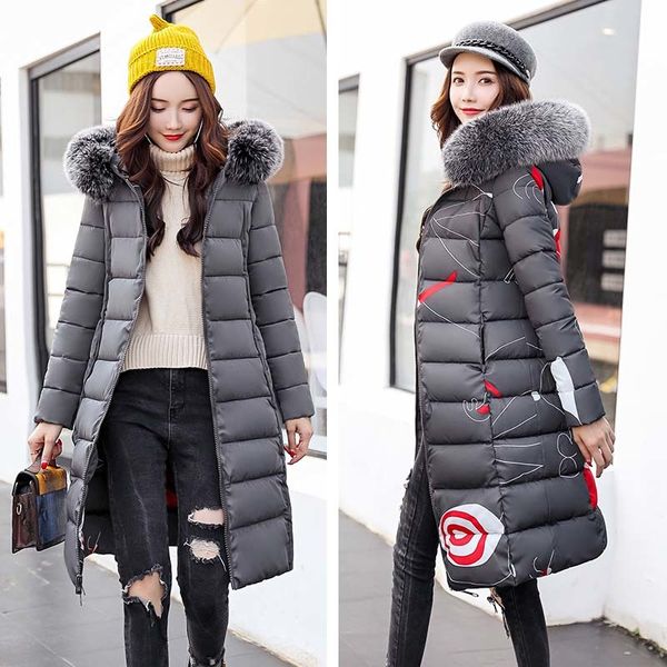 

2021 new winter jacket women new arrival print parka ladies coats winter coat women clothing casacos de inverno feminino coat women q5pe, Black