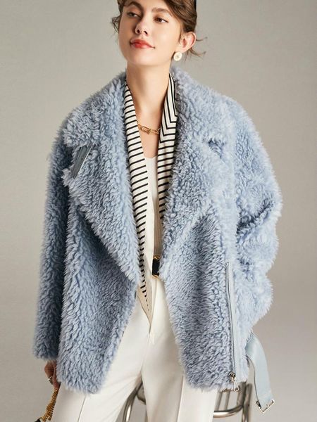 

100% wool real fur coat female short jackets for women autumn winter clothes fashion new 2021 mulheres casacos pph2474, Black