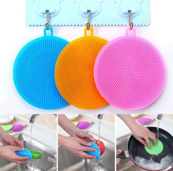 

silicone bowl multifunction colorful magic pot brush scouring pad pan wash brushes kitchen cleaning tools dhb2789