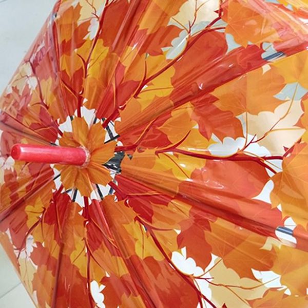 

dangetime прозрачный зонтик дождь женщины свежие полуматические pvc грибные листья клетки арки длинная ручка девушка женские зонтики bbyllm