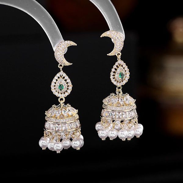 

dangle & chandelier vintage bell drop earrings for women pearl tassel fashion wedding party jewelry, Silver