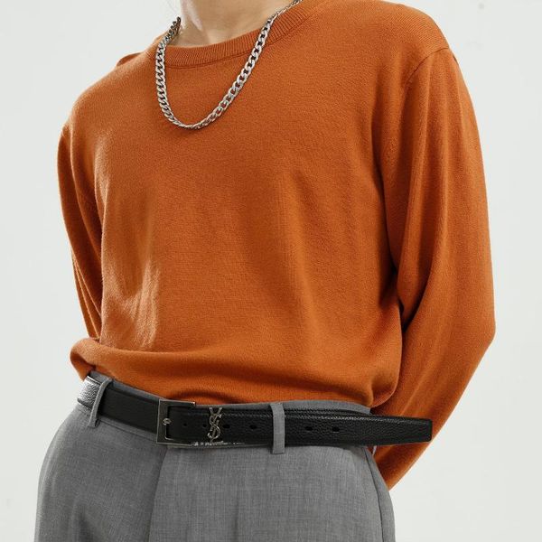 

men's sweaters 8 colors men solid color pullover slim fit thin bottoming sweater male women couple streetwear casual knit tees, White;black