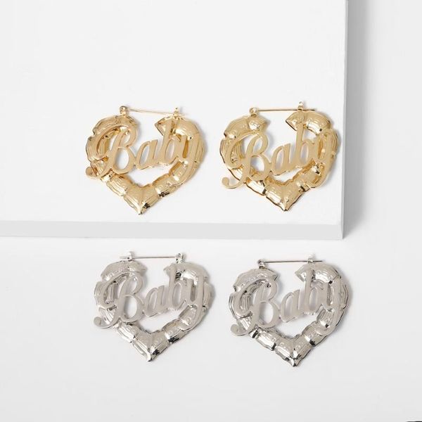 

large hoop earrings for women hollow letter bamboo circle earrings chic accessories party jewelry1, Golden;silver