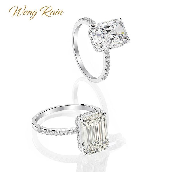 

wong дождь классический 100% 925 sterling silver 8 * 11 мм создано муассанит gemstone свадебные обручальное кольцо изящных ювелирных изделий, Slivery;golden