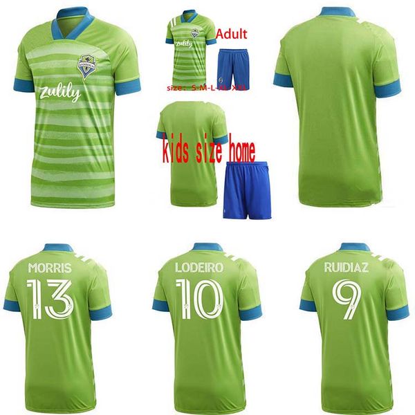 

new mls 2020 seattle voice football fans team jersey 20 21 suit green # 7 rhodan # 9 ruidiaz # 13 morris football shirt mls football u, Black;yellow