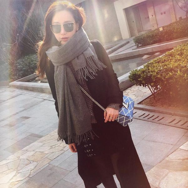 

250g thick shawl 2021 winter cashmere women scarf female scarf lady fringed headscarf lady wrap leaf skirt shawl, Blue;gray