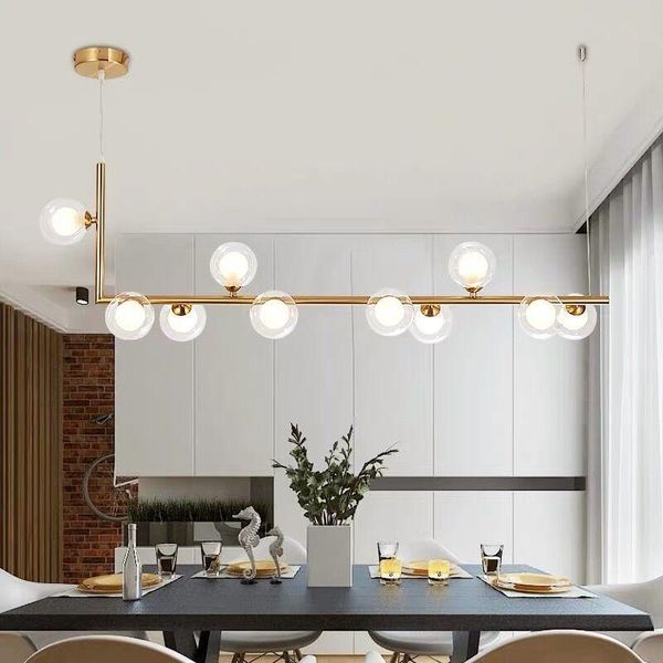

nordic indoor led chandelier lighting modern restaurant nakajima strip lamp decoration gold/black bar cafe glass ball chandelier