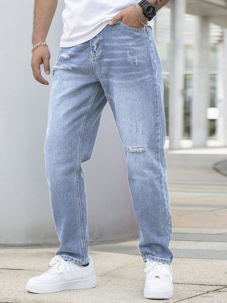 

men bleach wash ripped cat scratch jeans u0mr#, Blue