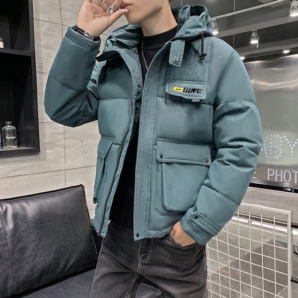

men's mid long autumn and winter thickened warm 2020 new korean trend down cotton padded jacket, Black