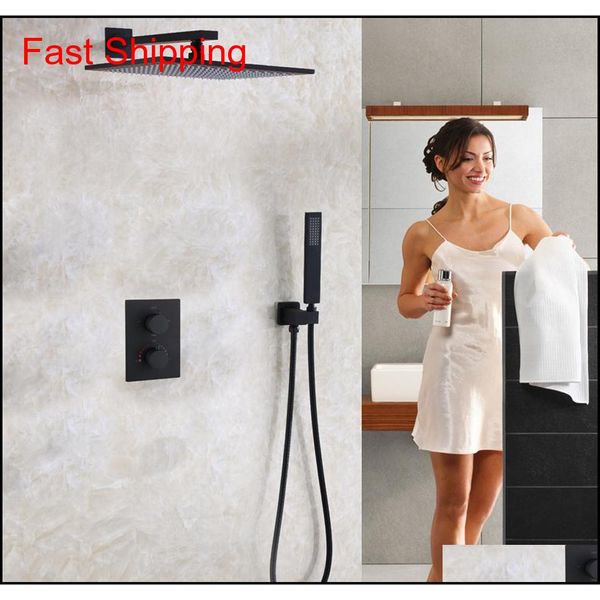 

matte frosted blackened bathroom shower faucet set contemporary 12 inch rain shower head thermostatic qyljaz bdesports