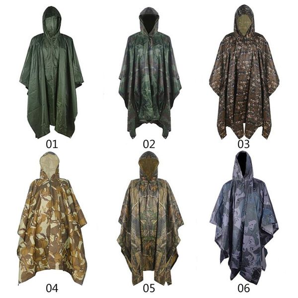 

raincoat men camouflage rain clothes covers impermeable rainwear poncho waterproof hooded rain coat for hiking hunting, Camo