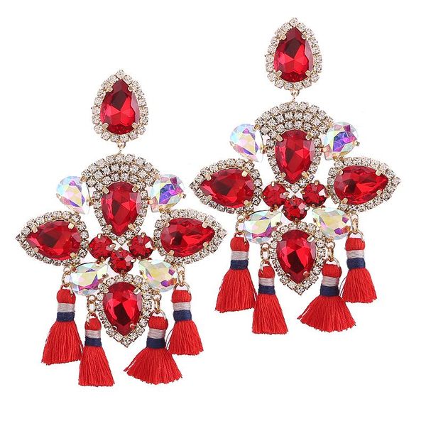 

новые моды горный хрусталь кисточкой серьги для вагонов с вагонкой капельки boho aretes мода большие серьги женщины женские украшения, Silver