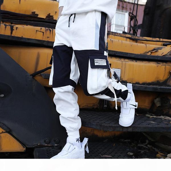

needbo multi pocket cargo pants men trousers track pants joggers streetwear hip hop casual male harajuku men pant summer fashion, Black