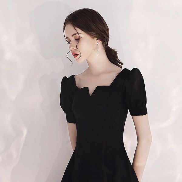 

js1329j-2020 casual dress french retro fit temperament skirt1, Black;gray