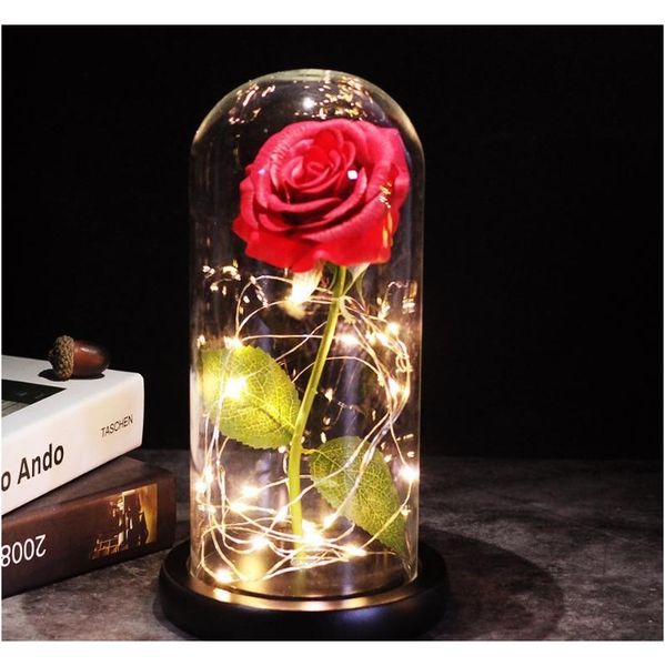 

new coming 9 color brown base with rose on a glass dome valentine's day gift forever rose m sqcfpz wphome