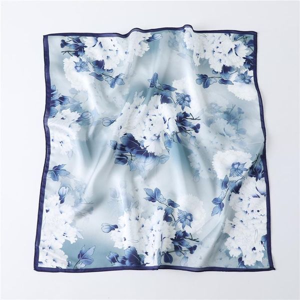 

2020 square silk neck scarf women head band print floral lady foulard hair bag scarves tie kerchief bandana 5353cm jllbjl yy_dhhome, Blue;gray