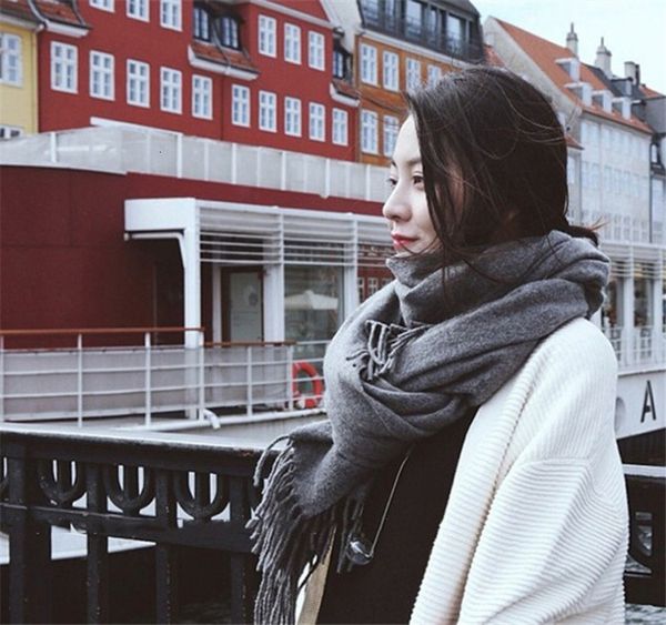 

women soft scarves long wool scarf wraps shawl stole signature cotton & linen scarves lady colorful scarves warmer neck scarf, Blue;gray