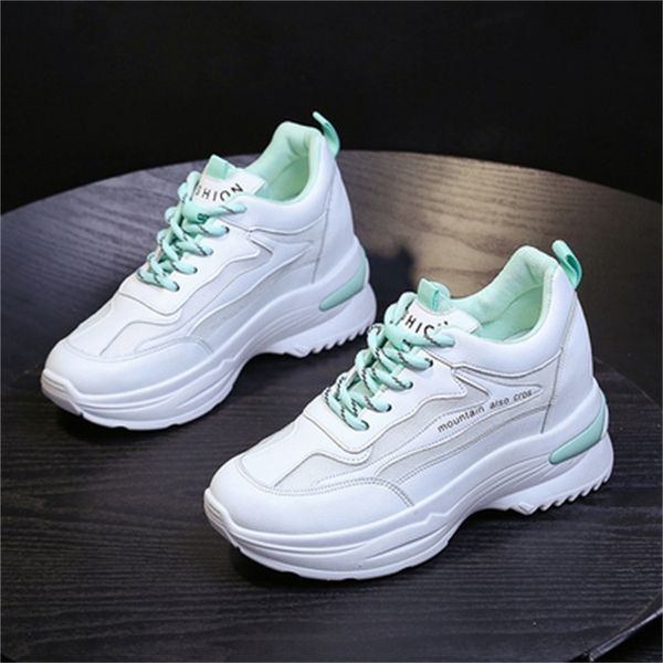 

korean 2021 new women breathable eight inches tall growing crochet chunky vulcanized woman white orange shoes g71o, Black