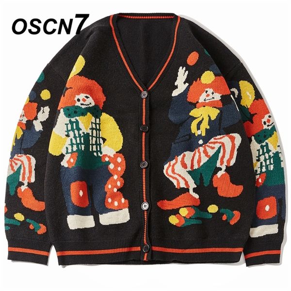 

oscn7 funny oversize sweatercoat men winter high streetwear fashion mens pullovers round neck vintage sweaters 0012 201118, White;black