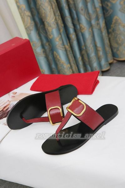 

2021 new beautiful women sandals design shoes luxurys design summer fashion wide flat slippery with thick sandals slipper flip flop and box, Black;red