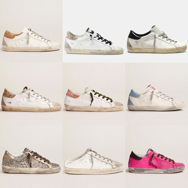 

luxury fashion super star sneakers women casual shoes classic white do-old italy brand sequin dirty designer superstar man shoe, Black