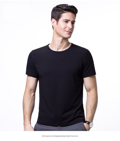 

2020 brand new men's t-shirt pure color short sleeve t-shirt for male round collar modal tshirt, White;black
