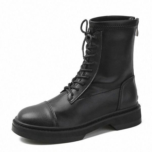 

2020 autumn early winter shoes women genuine leather boots fashion ladies ankle boots thick sole non-slip a2862 #6326, Black