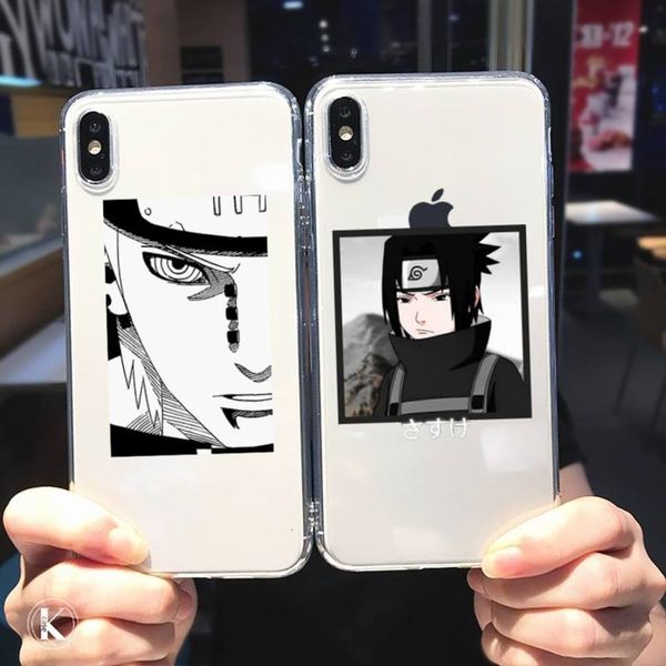 

black animated naruto pain uchiha sasuke transparent smartphone case for def 5 5s 5c se 6 6s 7 8 11 12 plus mini x pro