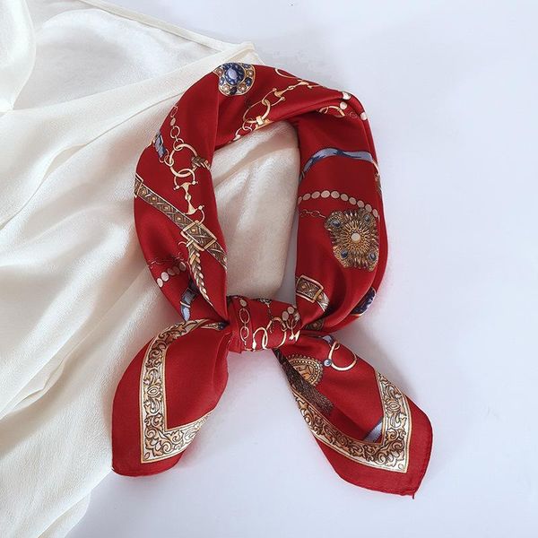 

роскошная шелковая атласная голова шарф для женщин мода плакарные шарвы для волос 60см квадратный оголовье шейки шарфы для дам бросают sqcdx, Blue;gray