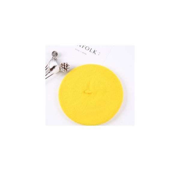 

fashion wool baby hat for girls candy color elastic infant baby beret hat kids caps for girls 1-5 ye jllefd, Yellow