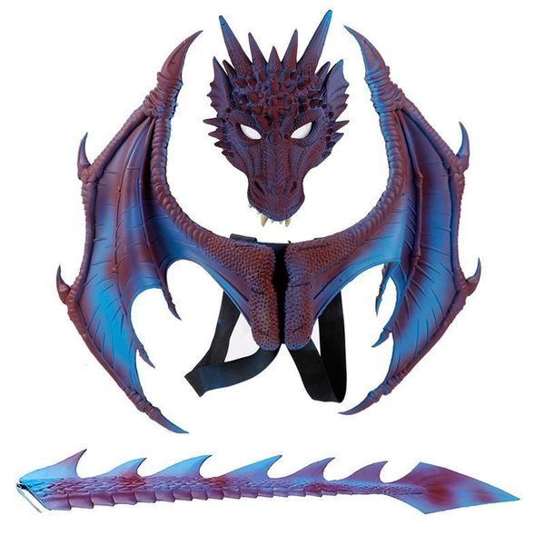 

3pcs/set halloween dragon cosplay props mask wing and tail costume decor props children boys girls halloween gifts