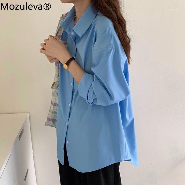 

mozuleva elegant basic suit shirt woman clothes 2020 summer blouses loose solid office lady long sleeve femme 4 colors1, White